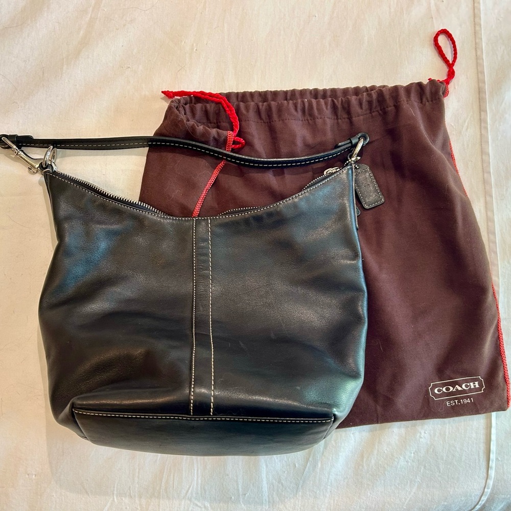 Coach Black Leather Hobo Bag